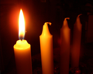 4 candles, 1 lit, for Advent